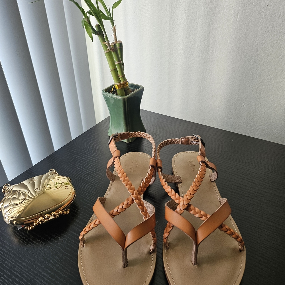 MIA Tan Braided Sandals